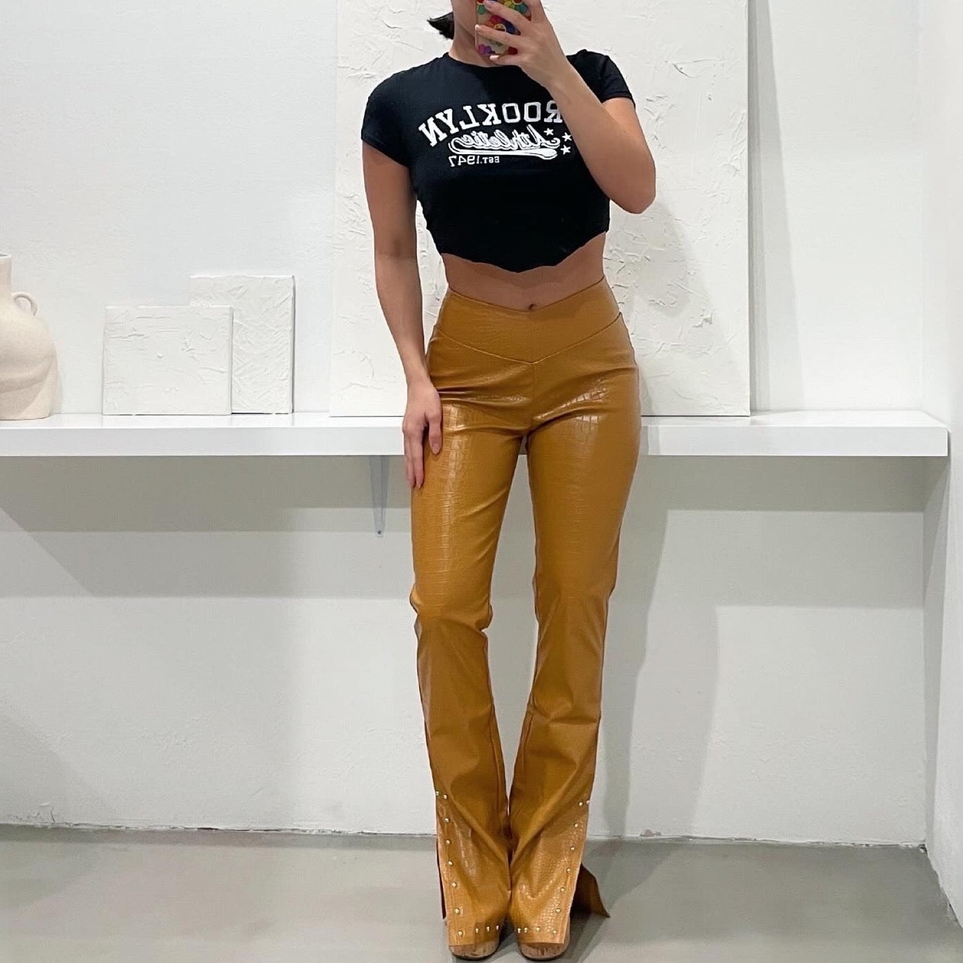 Cammie Faux Croc Pants - Trice Boutique
