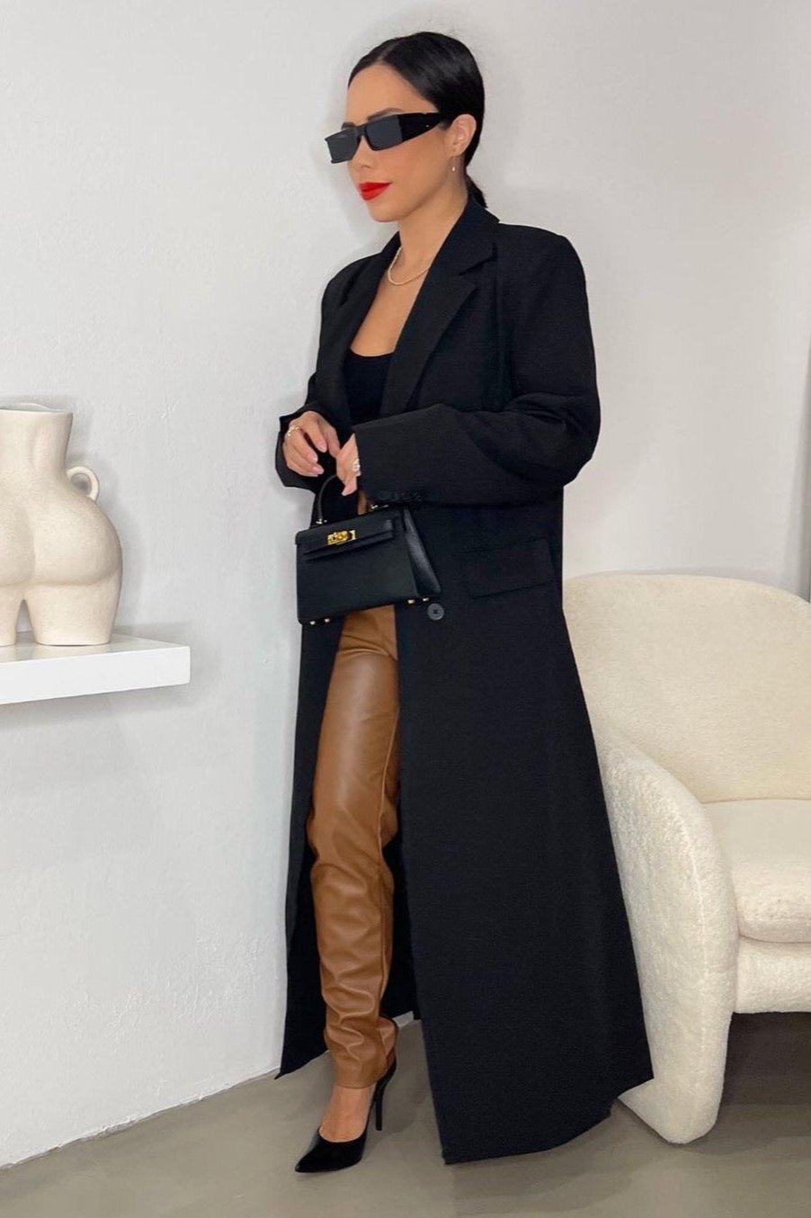 Mia Faux Leather Pants - Brown - Trice Boutique