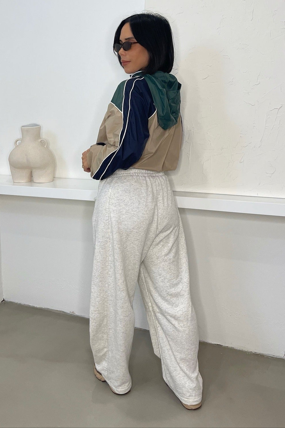 Lana Windbreaker - Beige/Green – Trice Boutique