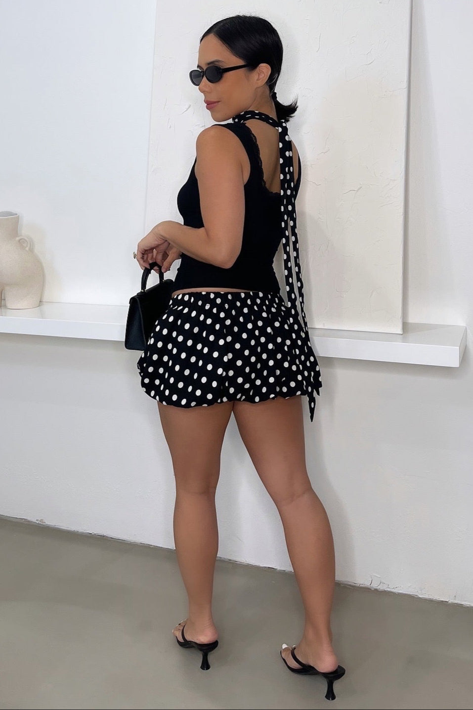 Cari Polka Dot Skort  - Black/White