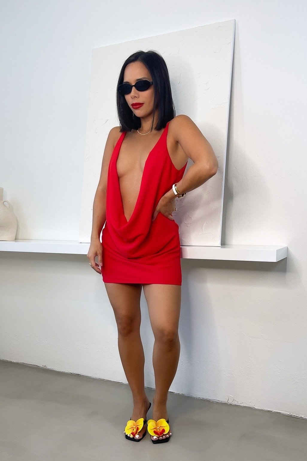 Kara Deep V Top - Red - Trice Boutique