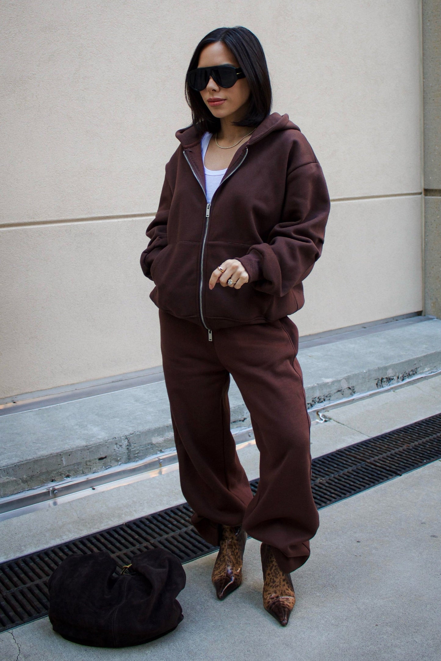 Airee Wide Leg Sweats - Brown