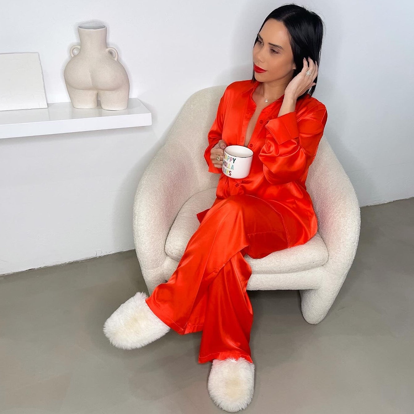 Satin Pants Set - Orange/Red - Trice Boutique
