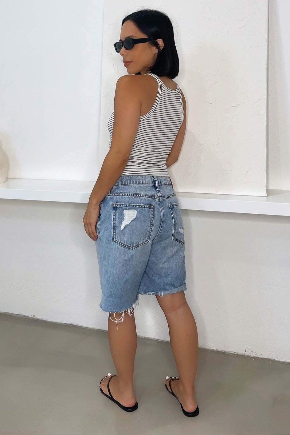 Leila Striped Tank - White/Black