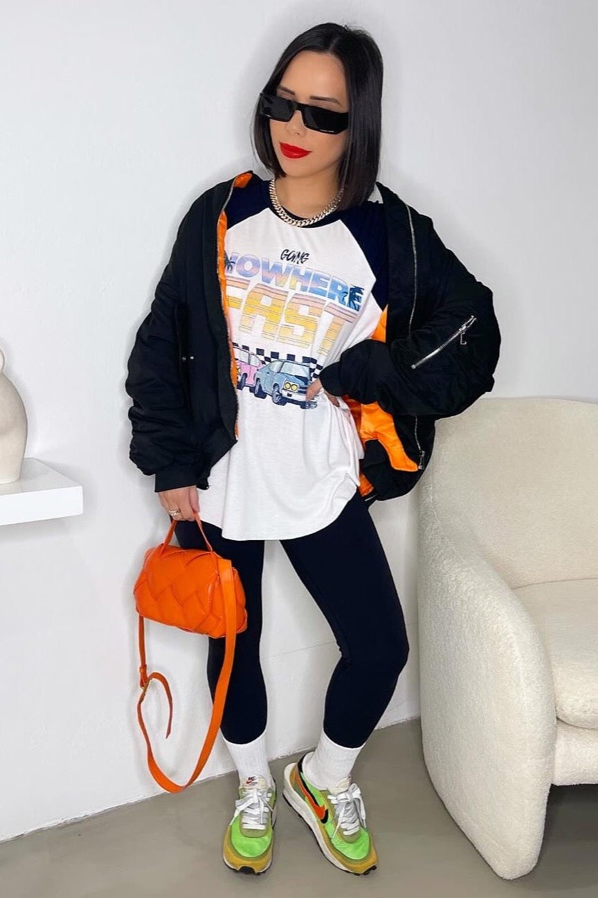 Nowhere Fast Tee - White/Blue - Trice Boutique