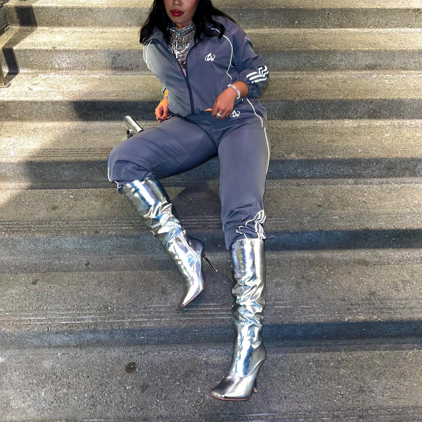 Metallic Boots - Silver - Trice Boutique