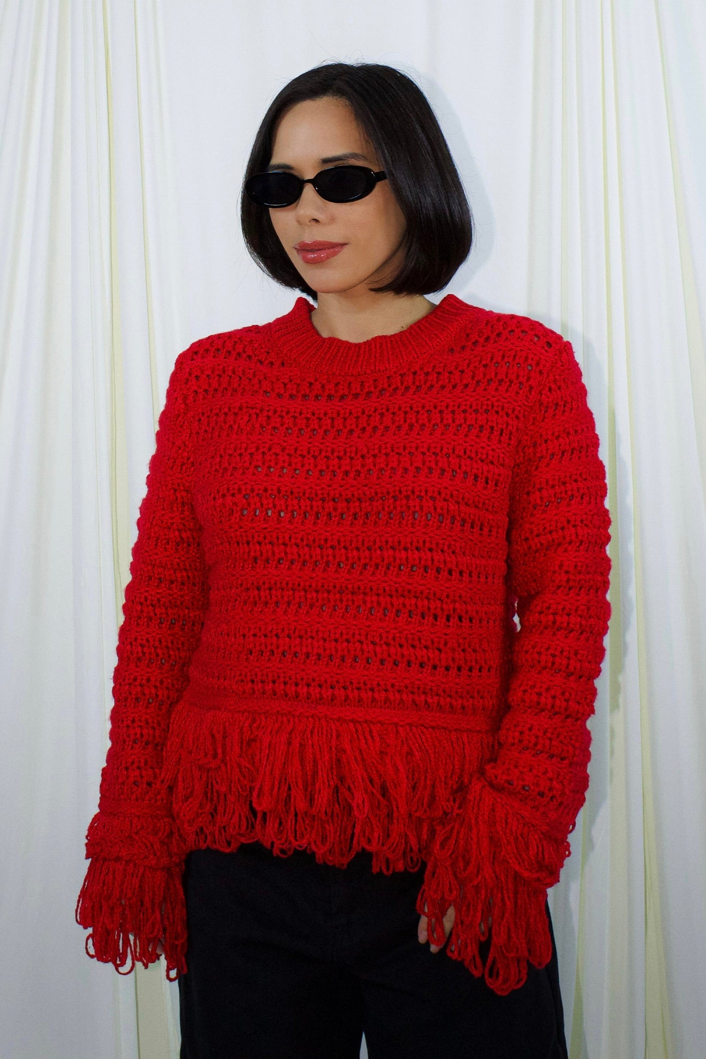 Vivienne Fringe Sweater - Red