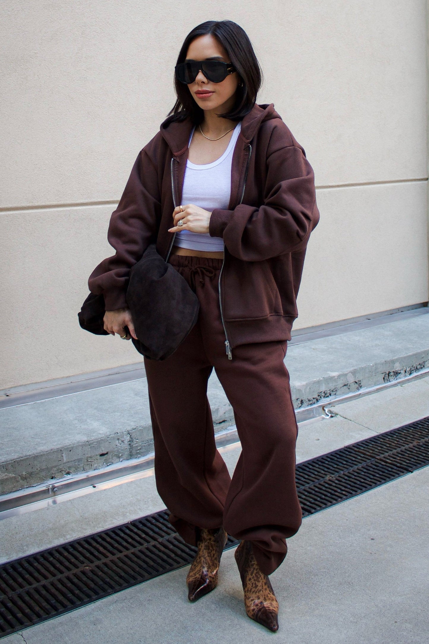 Airee Wide Leg Sweats - Brown