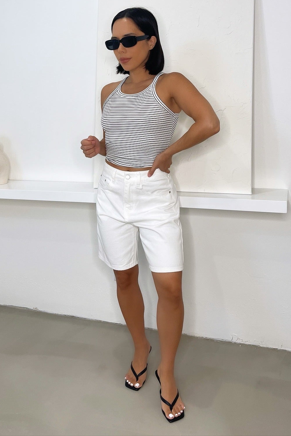 Leila Striped Tank - White/Black