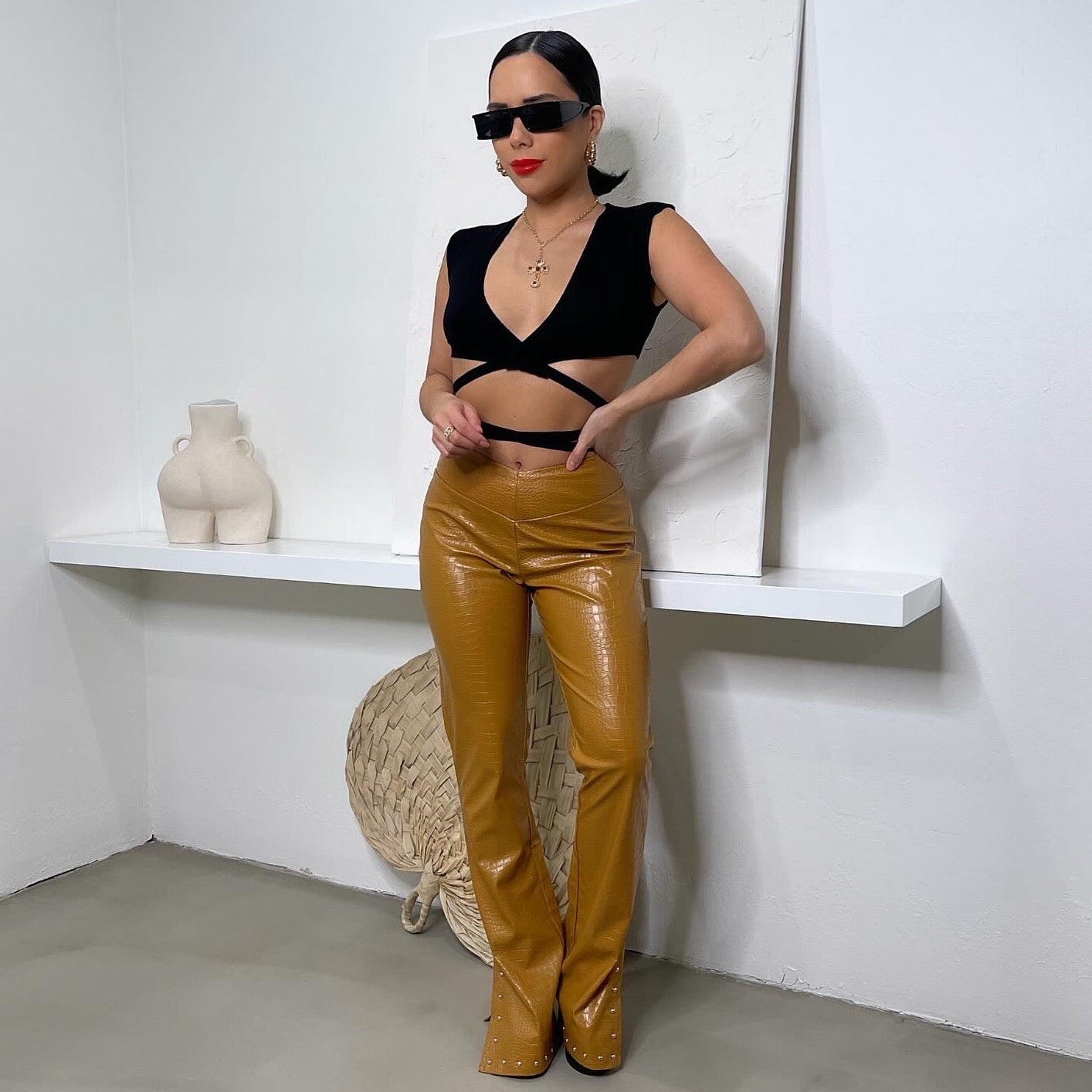 Cammie Faux Croc Pants - Trice Boutique
