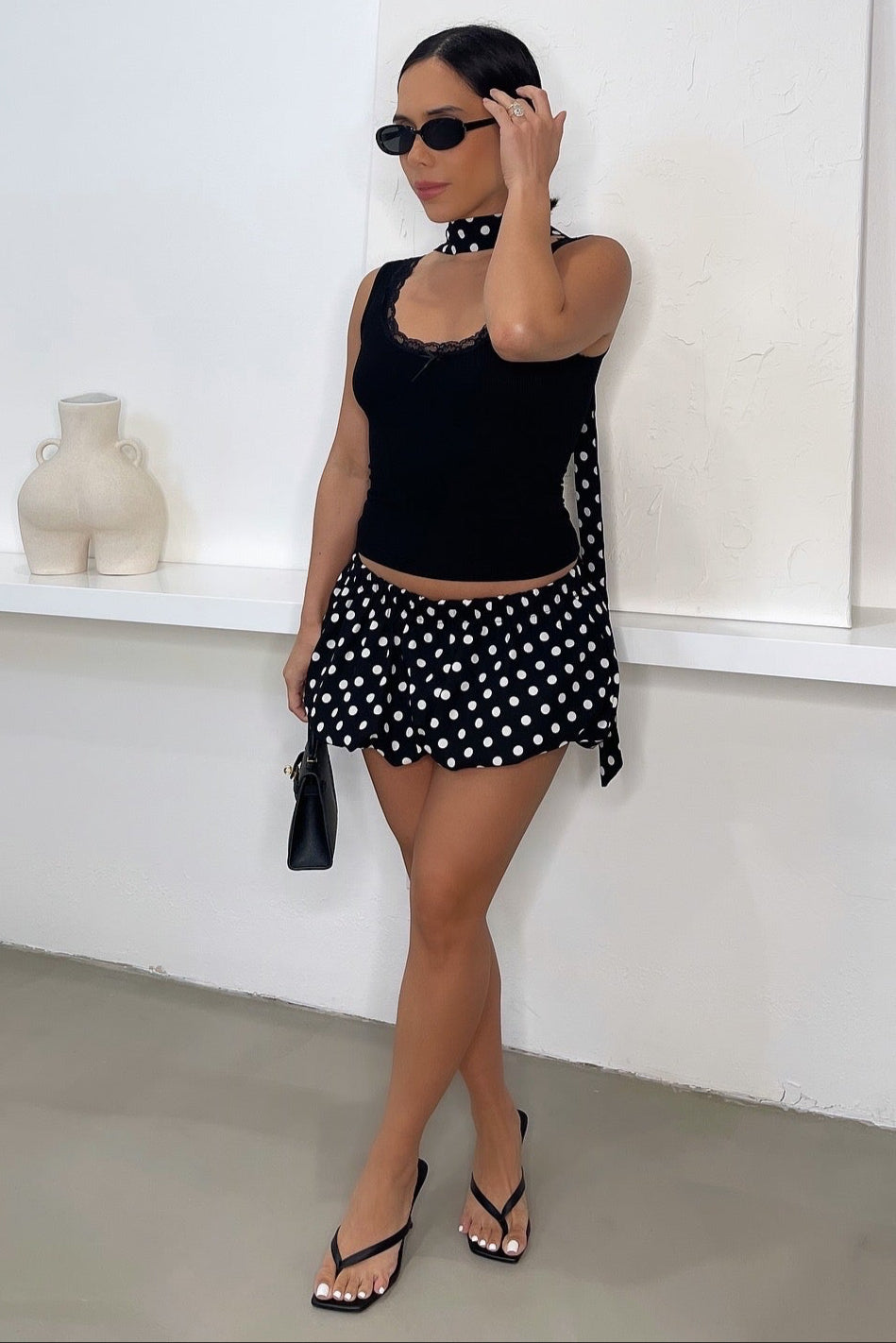 Cari Polka Dot Skort  - Black/White