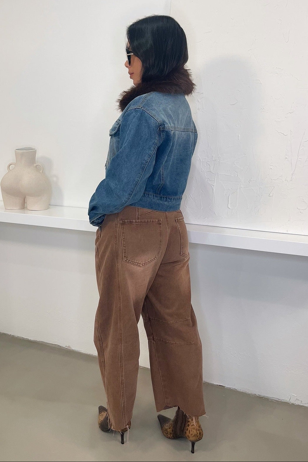 Carina Short Faux Fur Jacket - Denim