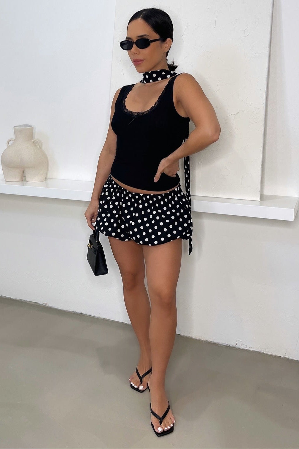 Cari Polka Dot Skort  - Black/White