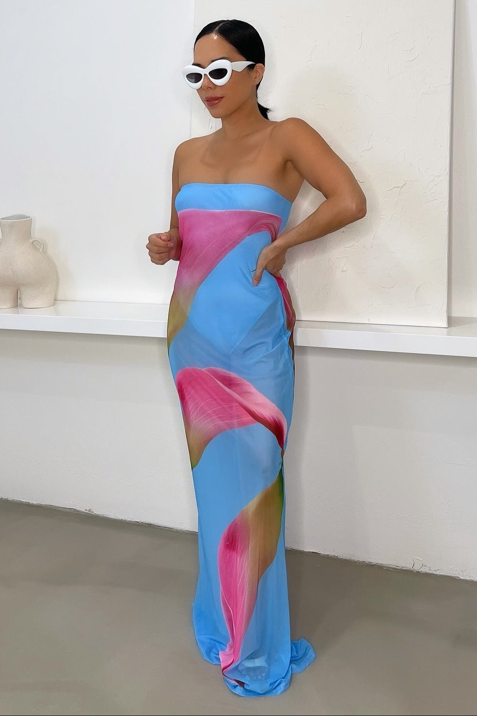 Maya Maxi Dress (Final sale) - Baby Blue/Pink