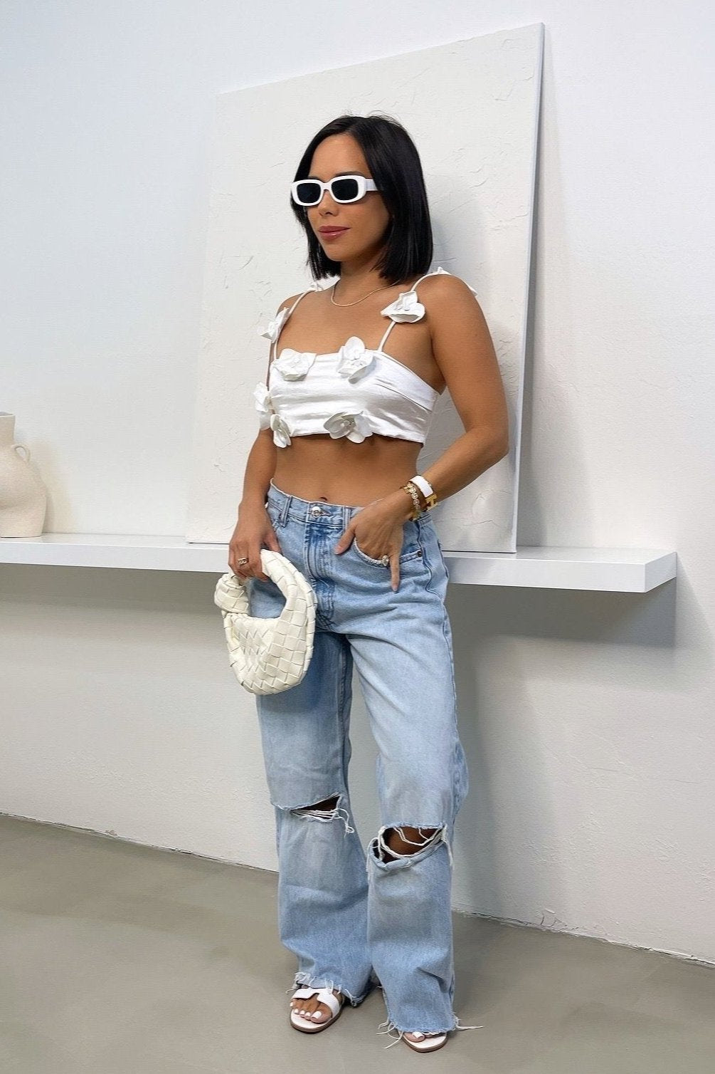 Ashlynn Crop Top - White - Trice Boutique