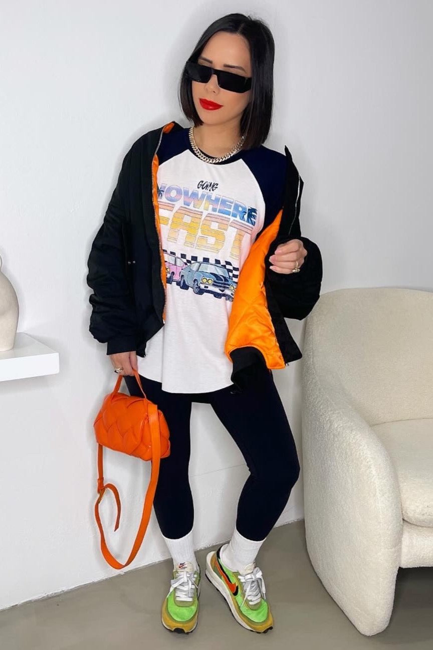 Nowhere Fast Tee - White/Blue - Trice Boutique