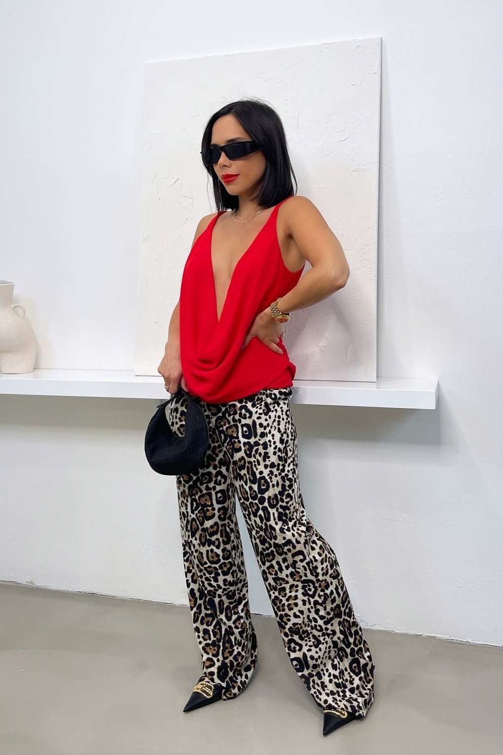 Kara Deep V Top - Red - Trice Boutique