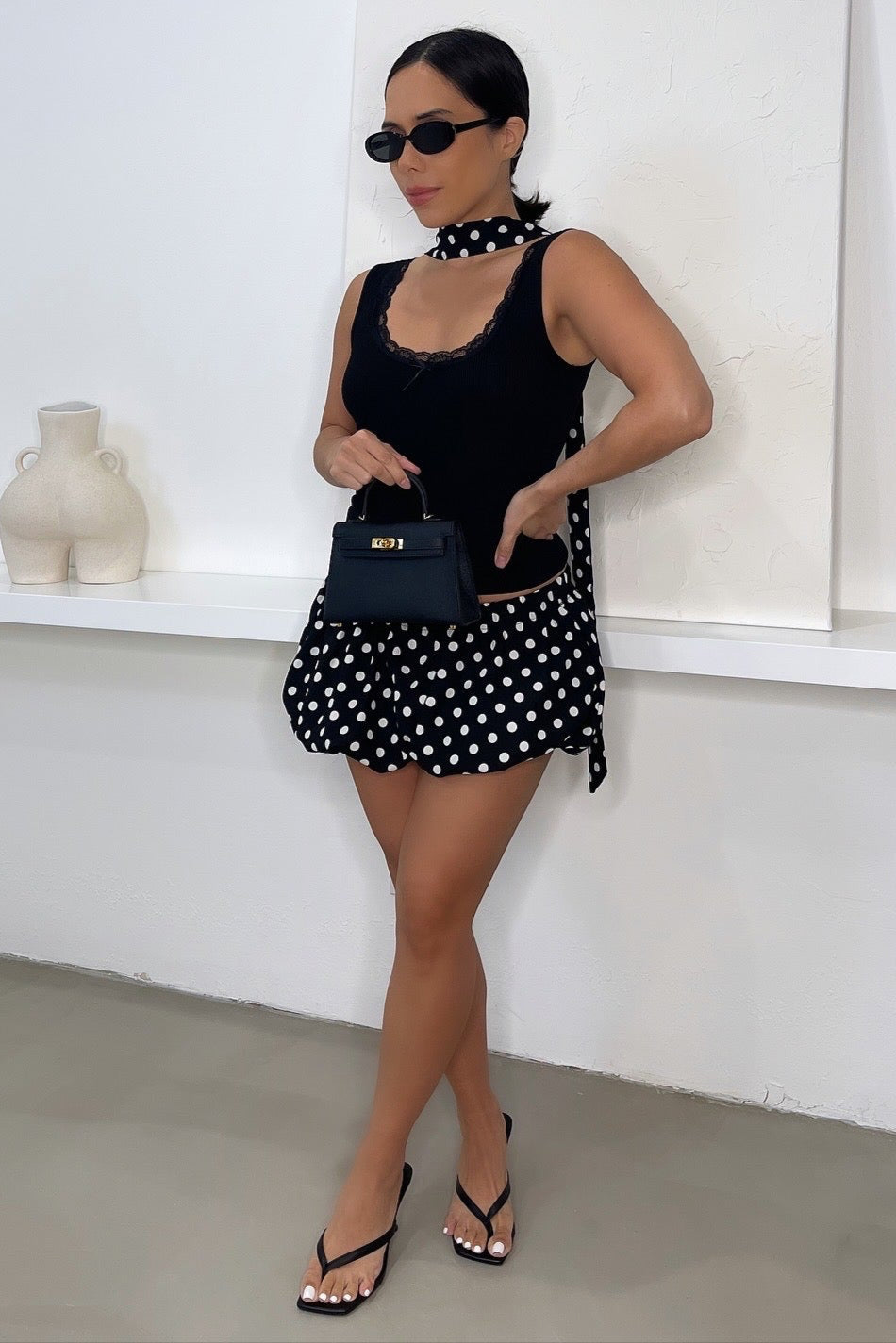 Cari Polka Dot Skort  - Black/White
