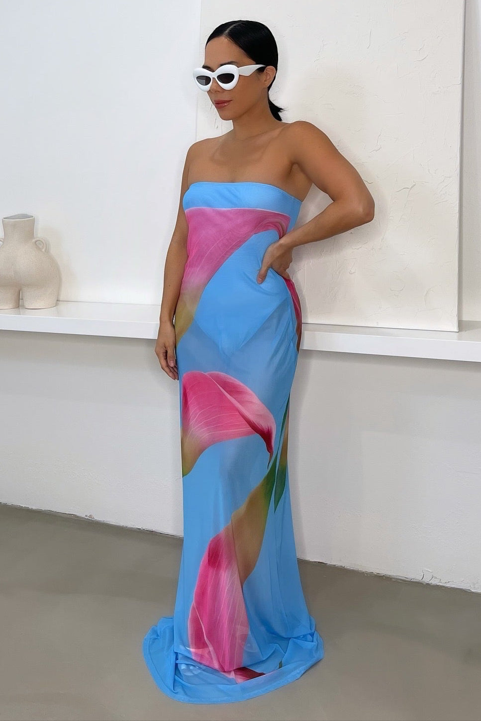 Maya Maxi Dress (Final sale) - Baby Blue/Pink