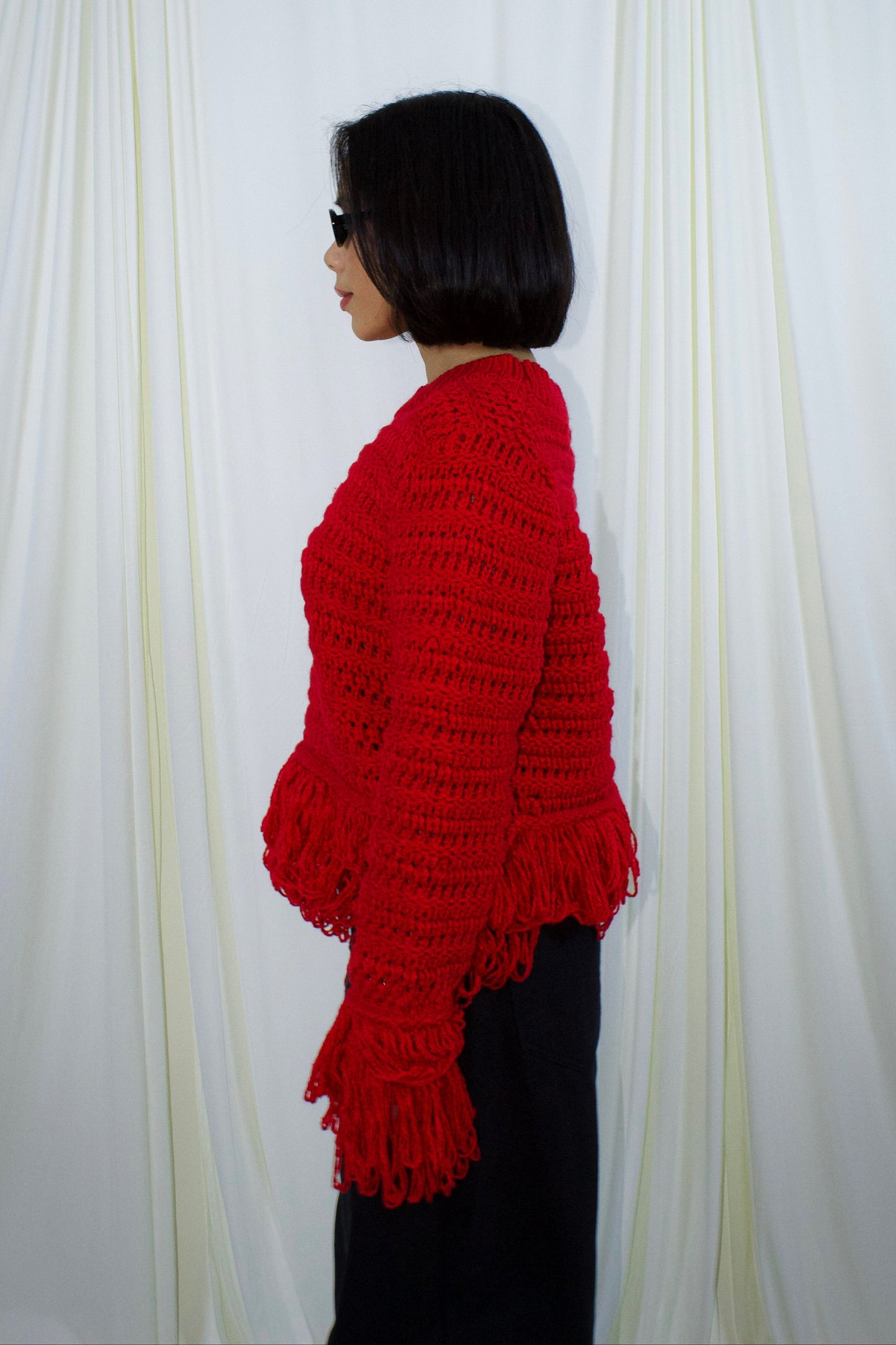 Vivienne Fringe Sweater - Red