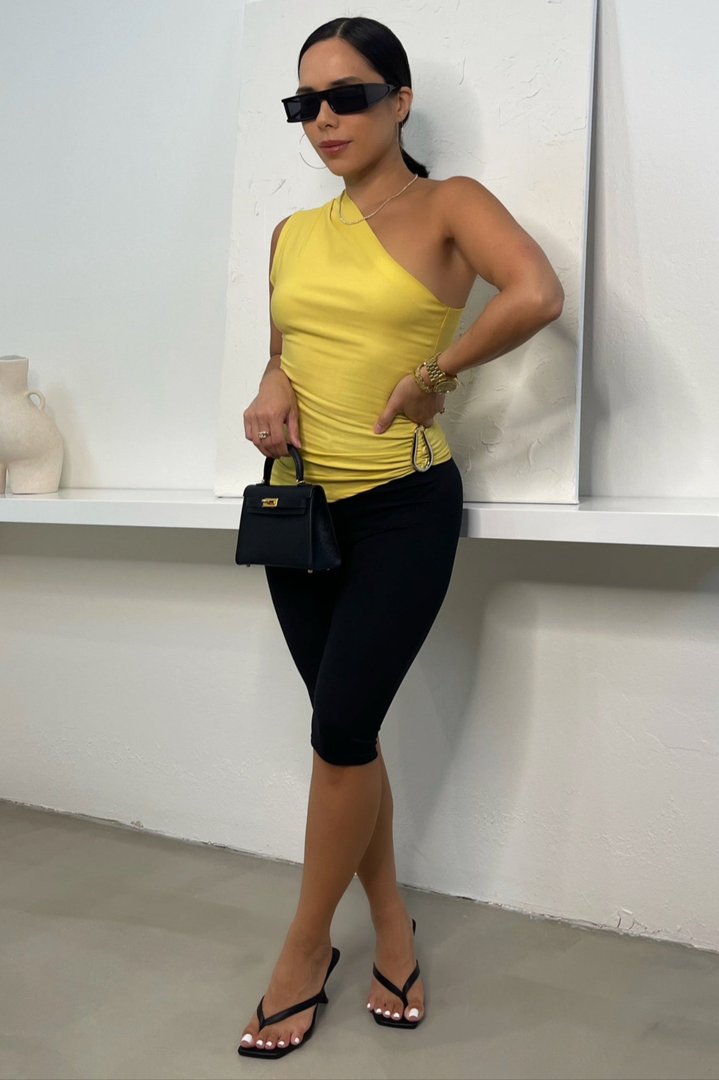 Talia Asymmetrical Top - Yellow - Trice Boutique
