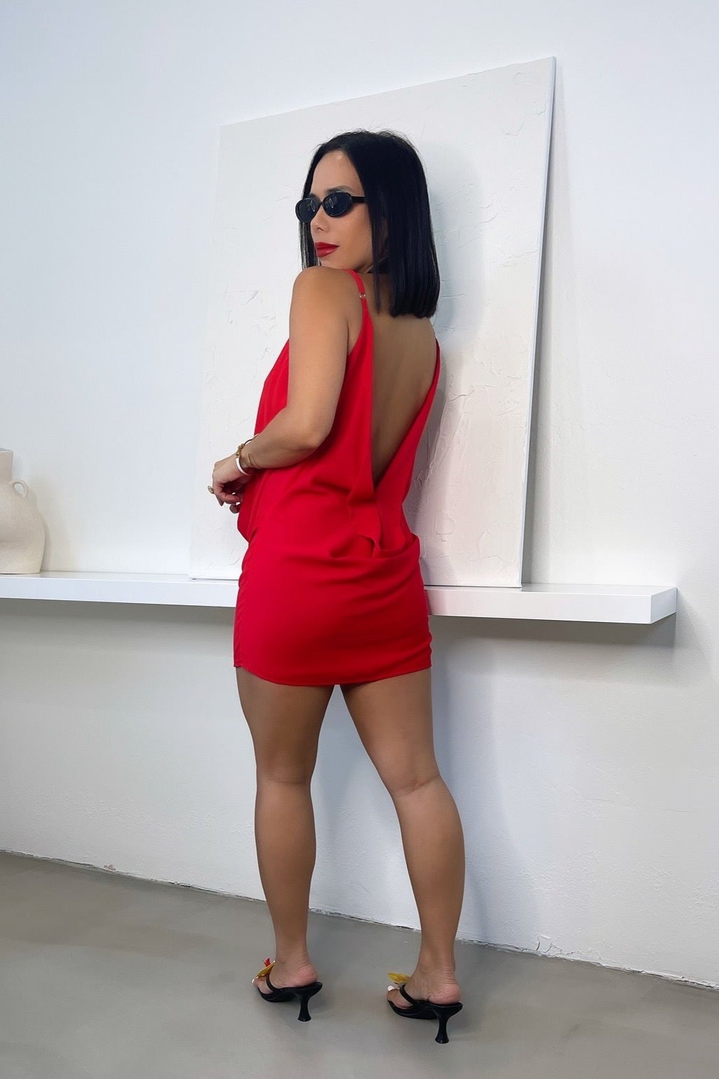 Kara Deep V Top - Red - Trice Boutique