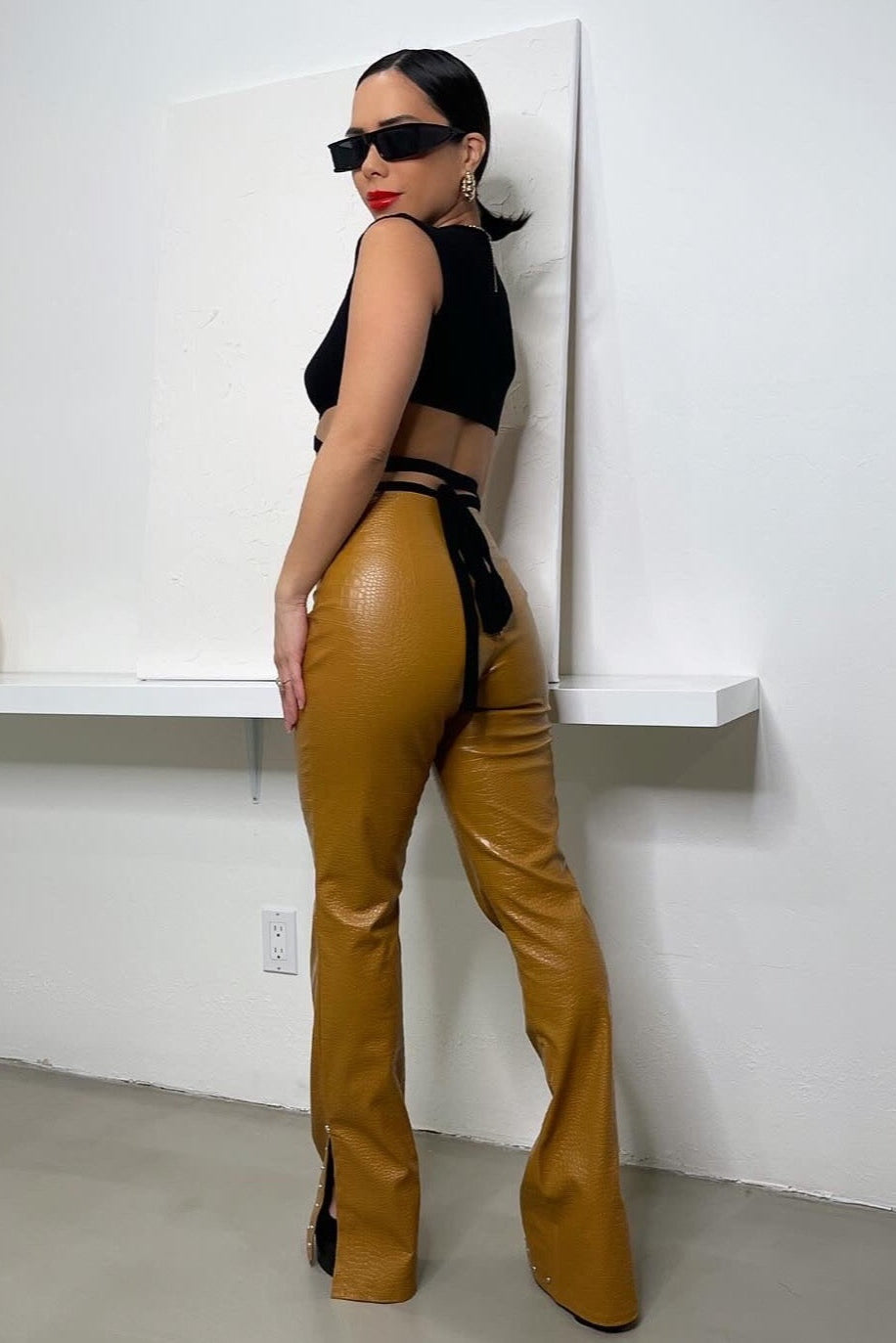Cammie Faux Croc Pants - Trice Boutique