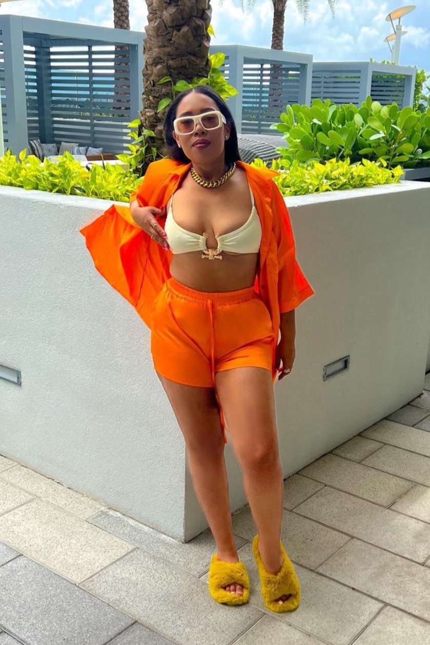 Silky Shorts Set - Orange - Trice Boutique