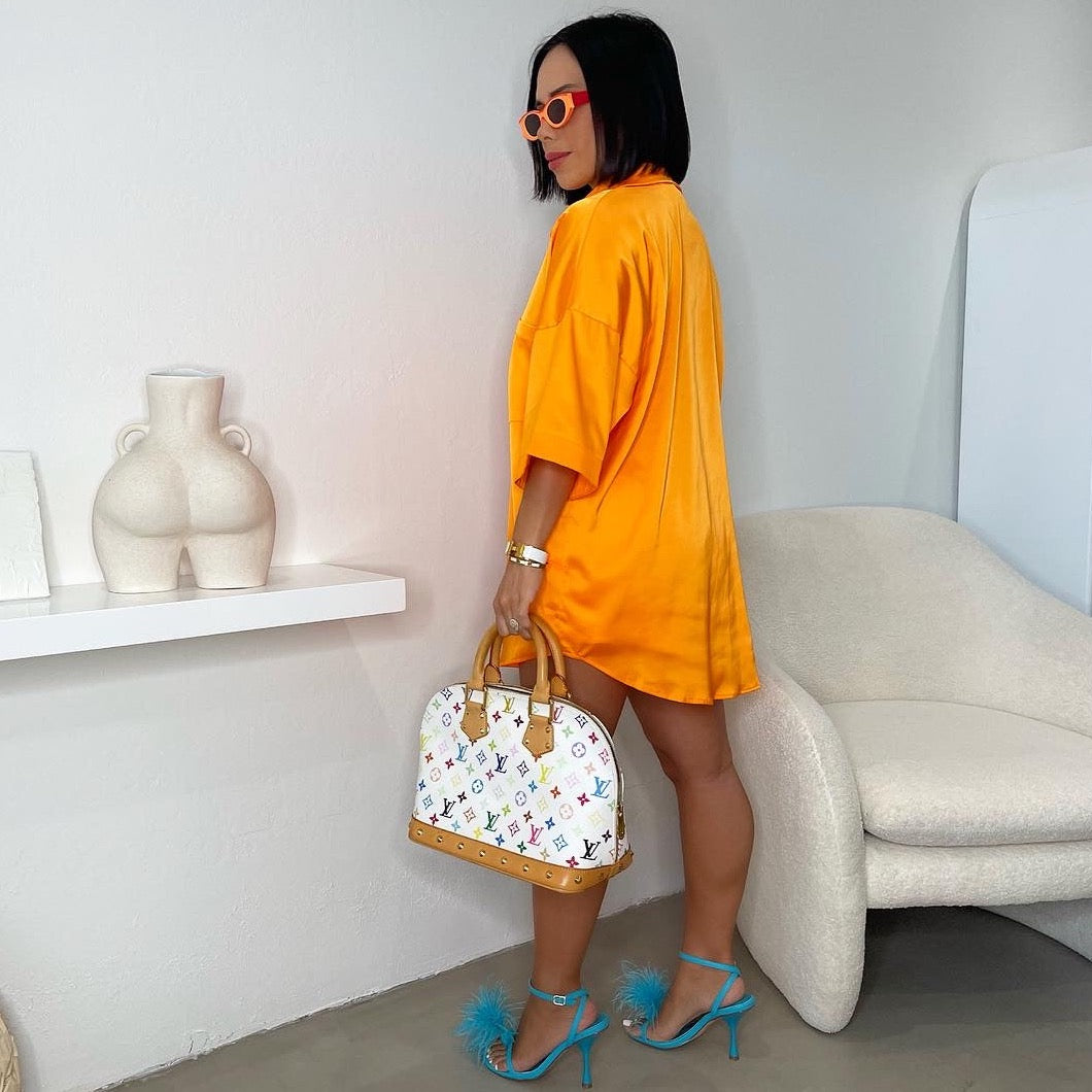 Silky Shorts Set - Orange - Trice Boutique