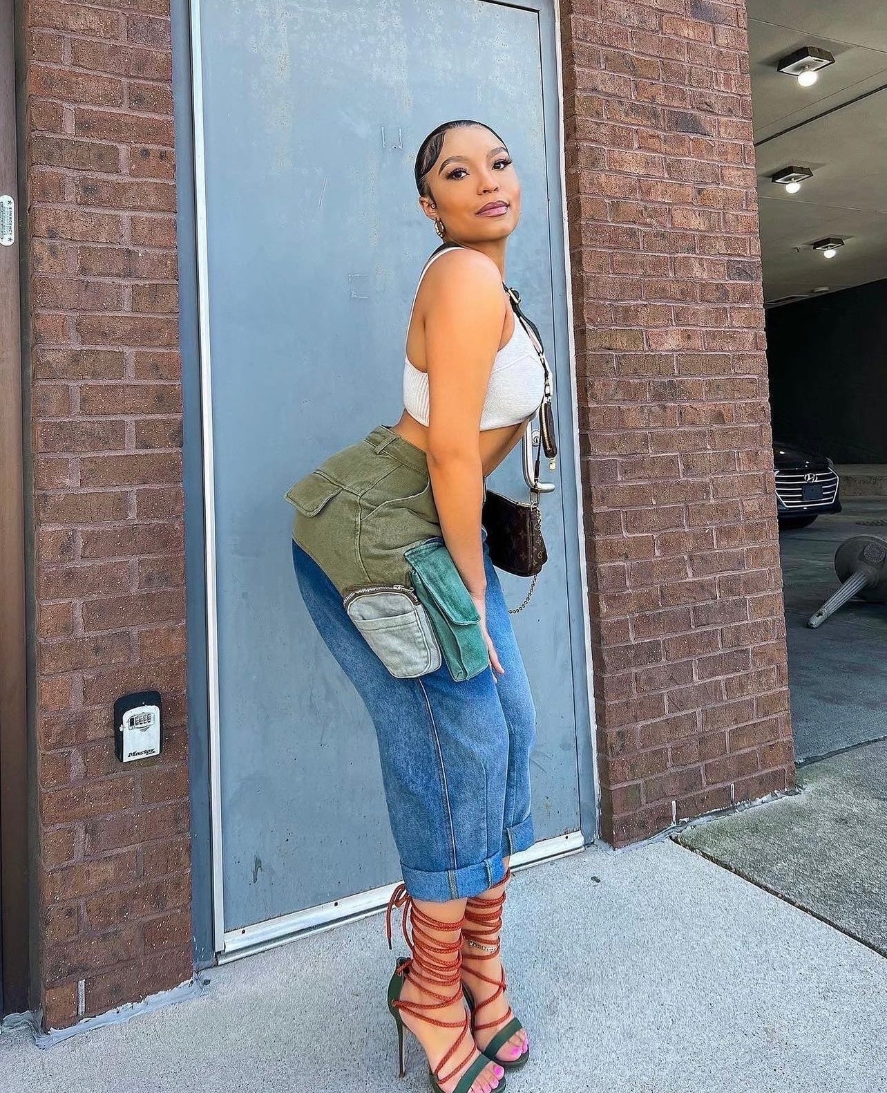Cargo Cropped Jeans - Multi