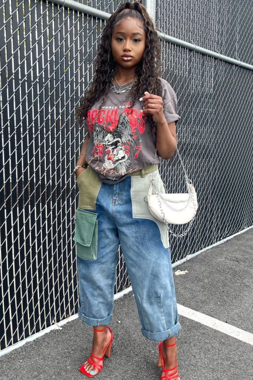 Cargo Cropped Jeans - Multi - Trice Boutique