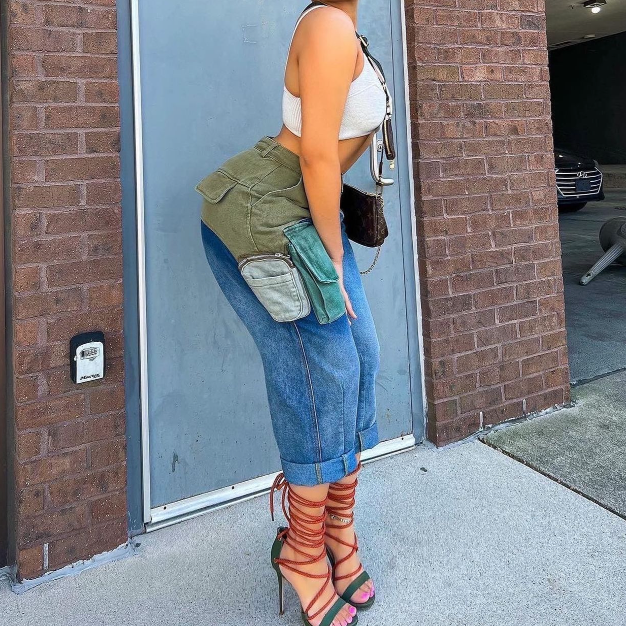 Cargo Cropped Jeans - Multi
