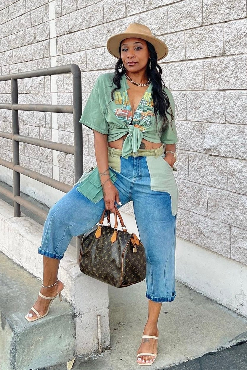 Cargo Cropped Jeans - Multi - Trice Boutique