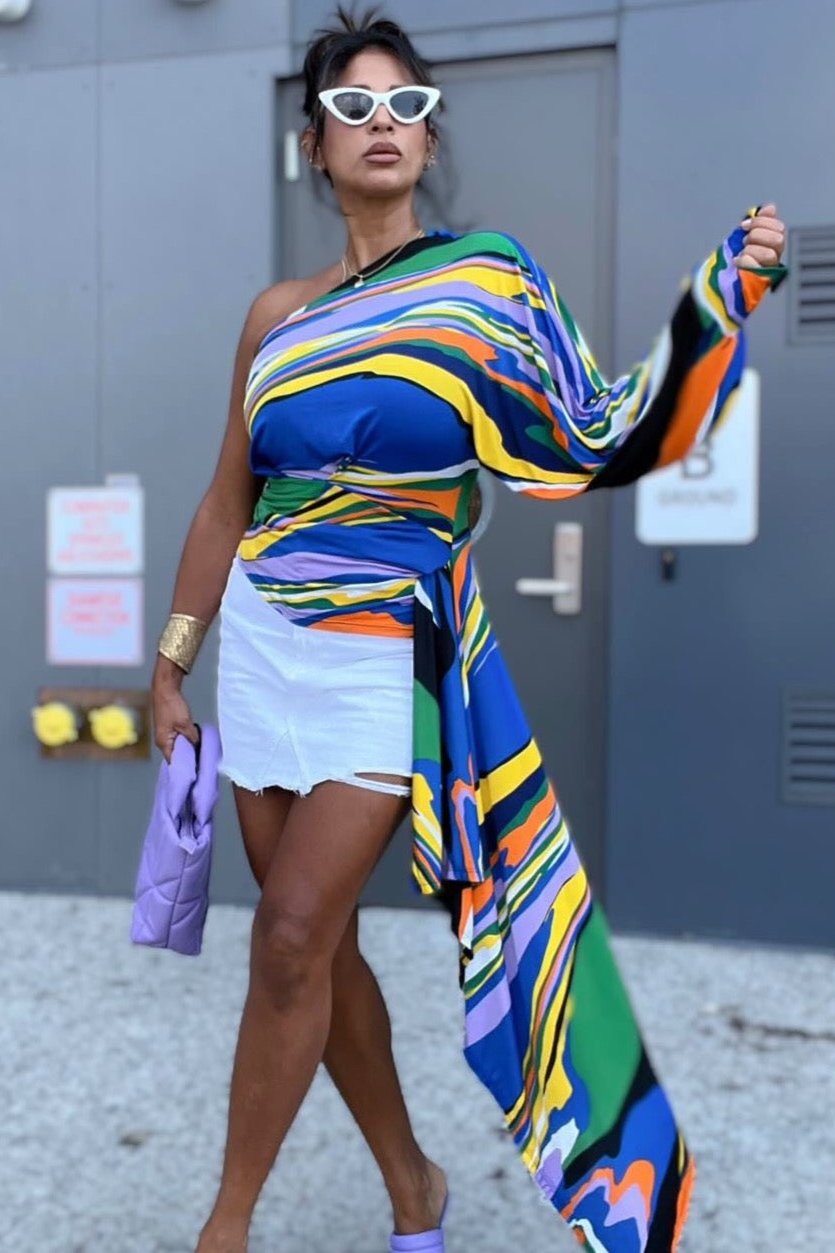 Charaia Asymmetrical Top - Multi - Trice Boutique