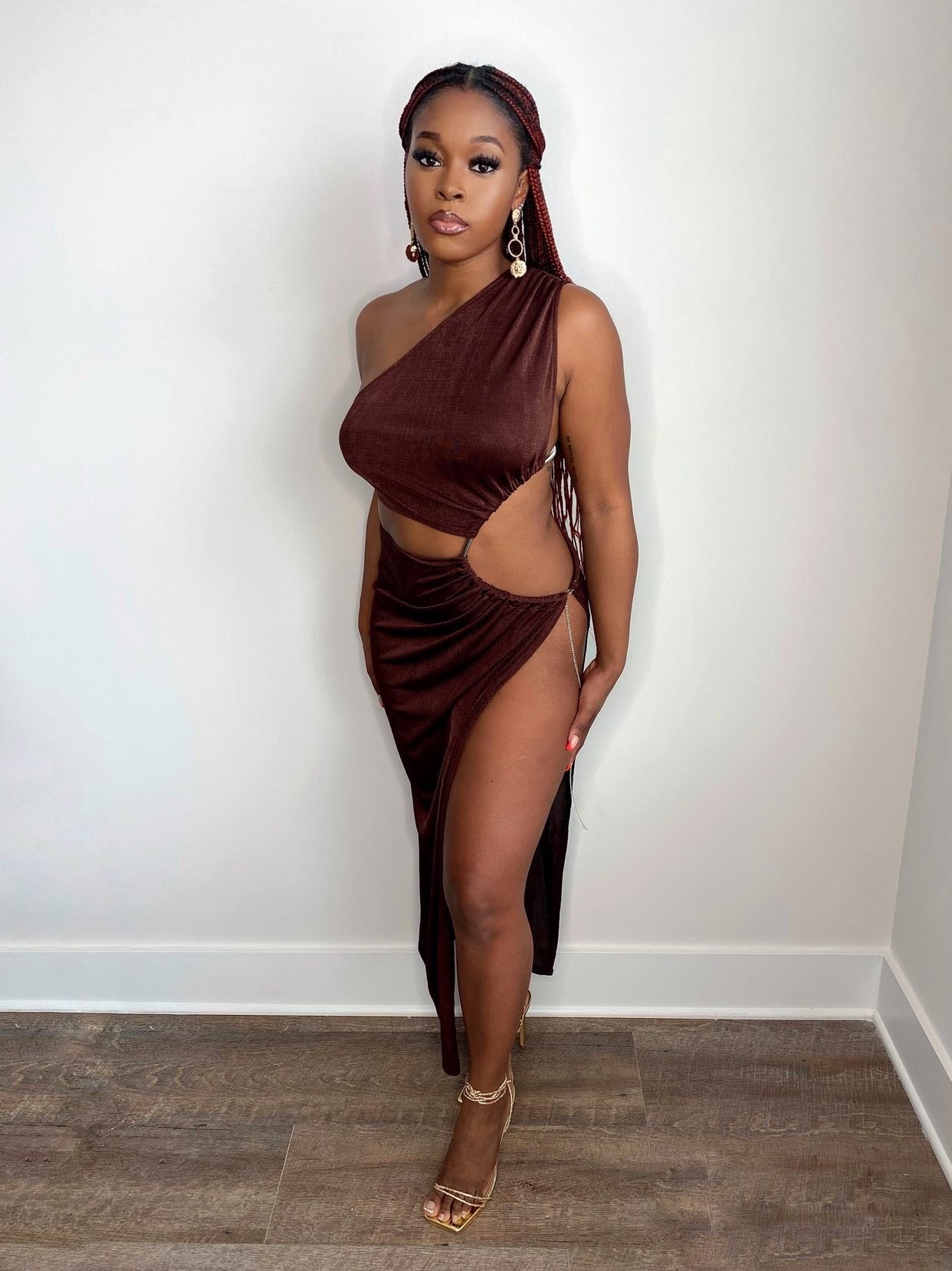 Tulum High Slit Dress - Brown - Trice Boutique