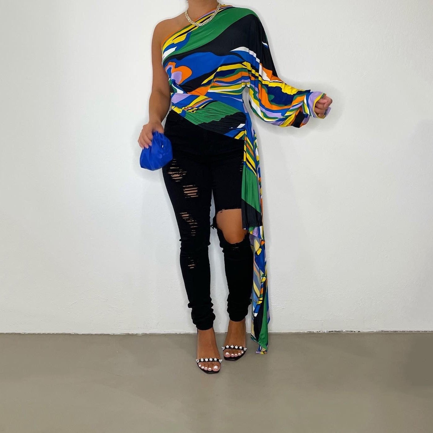 Charaia Asymmetrical Top - Multi - Trice Boutique