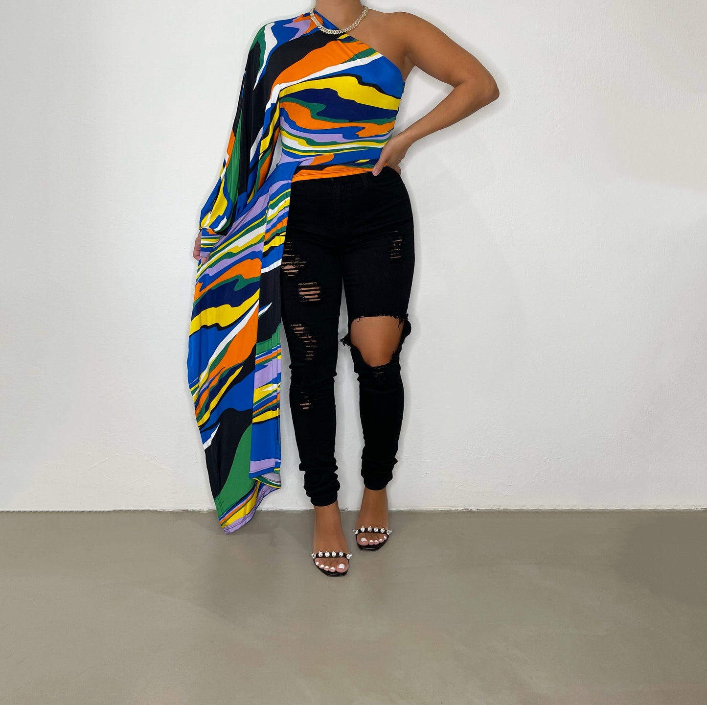 Charaia Asymmetrical Top - Multi - Trice Boutique