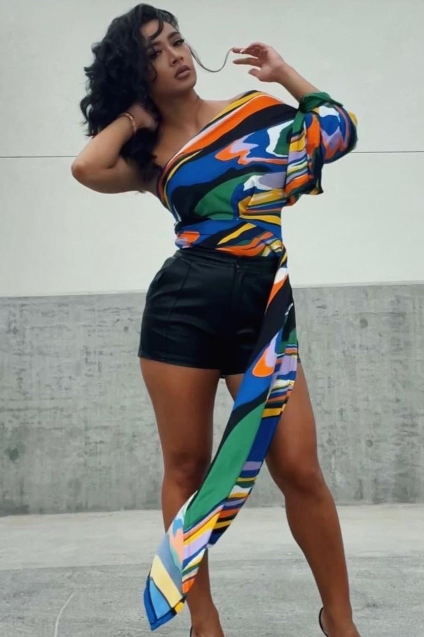 Charaia Asymmetrical Top - Multi - Trice Boutique