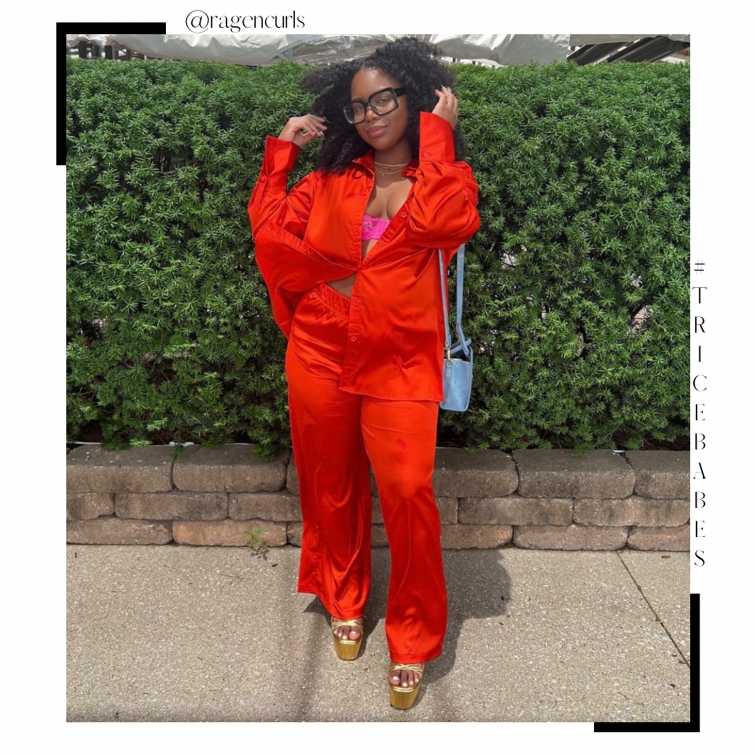 Silky Smooth Satin Pants Set (Orange/Red) - Trice Boutique