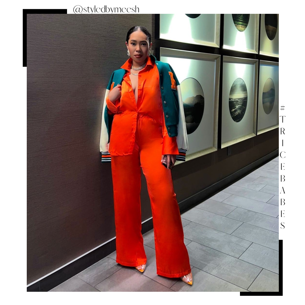 Silky Smooth Satin Pants Set (Orange/Red) - Trice Boutique