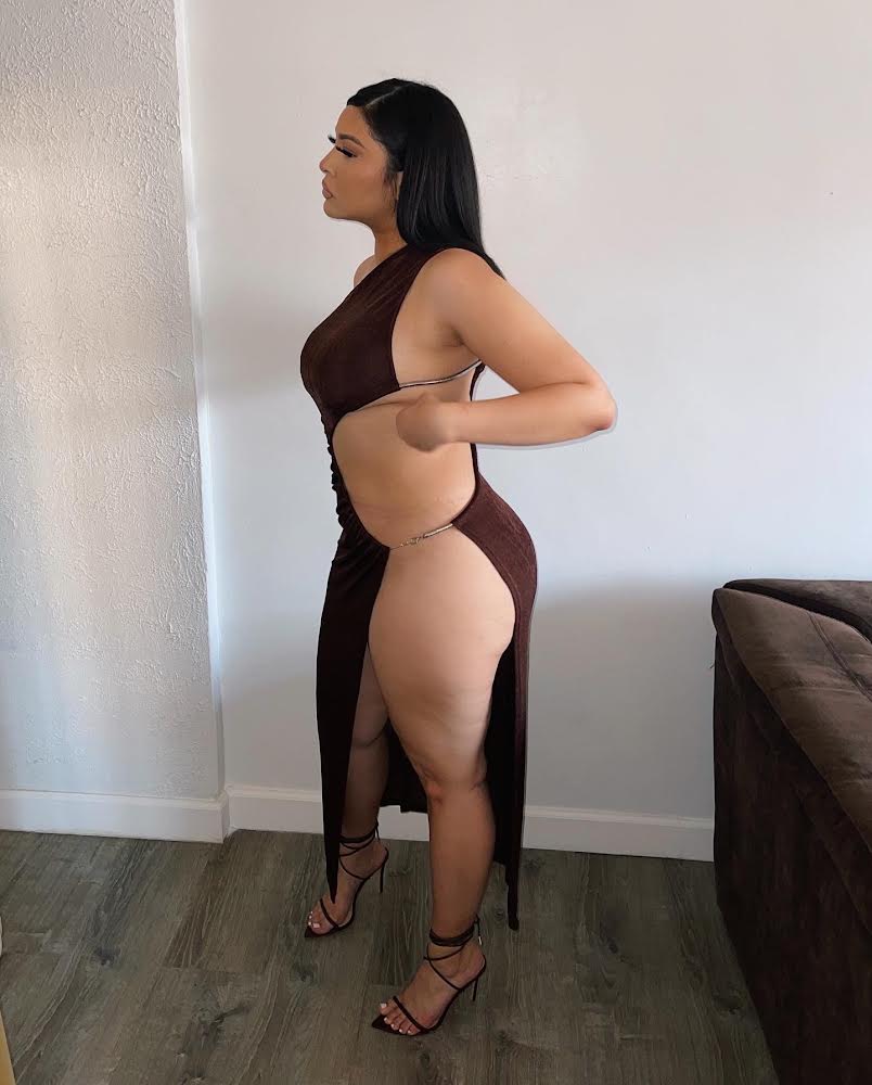 Tulum High Slit Dress - Brown - Trice Boutique