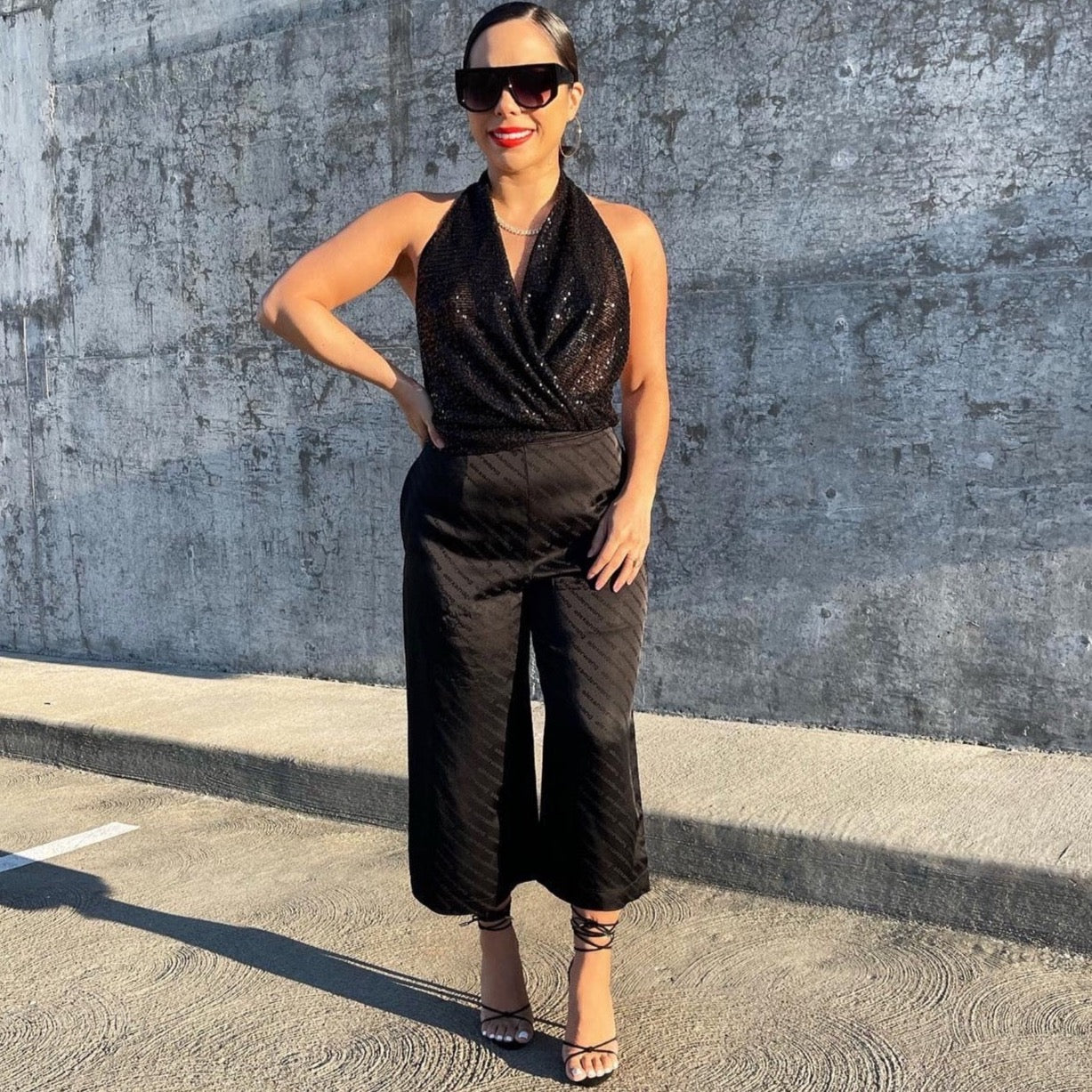 All That Sparkles Halter Top - Black - Trice Boutique