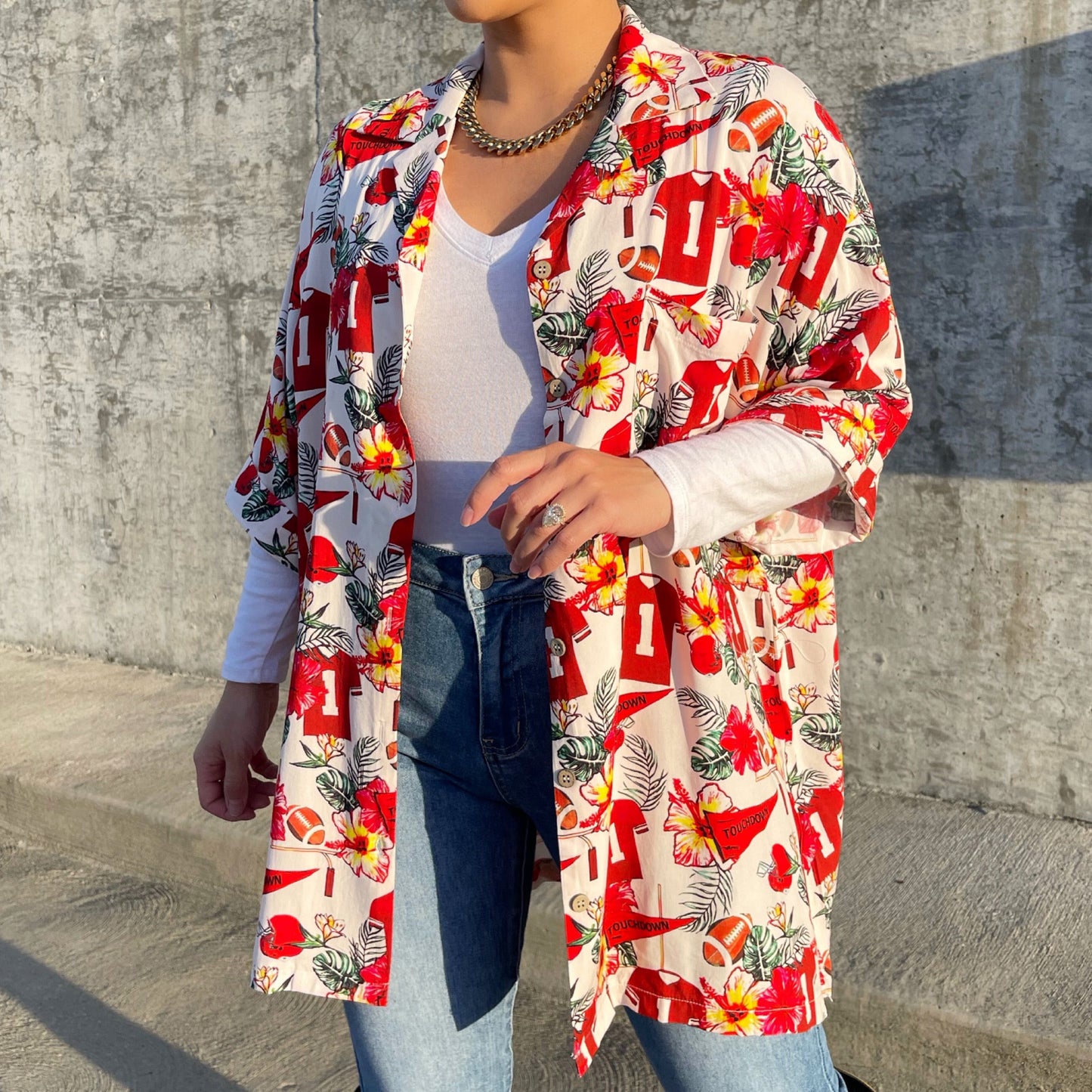 Touchdown Dad Shirt - Red/White - Trice Boutique