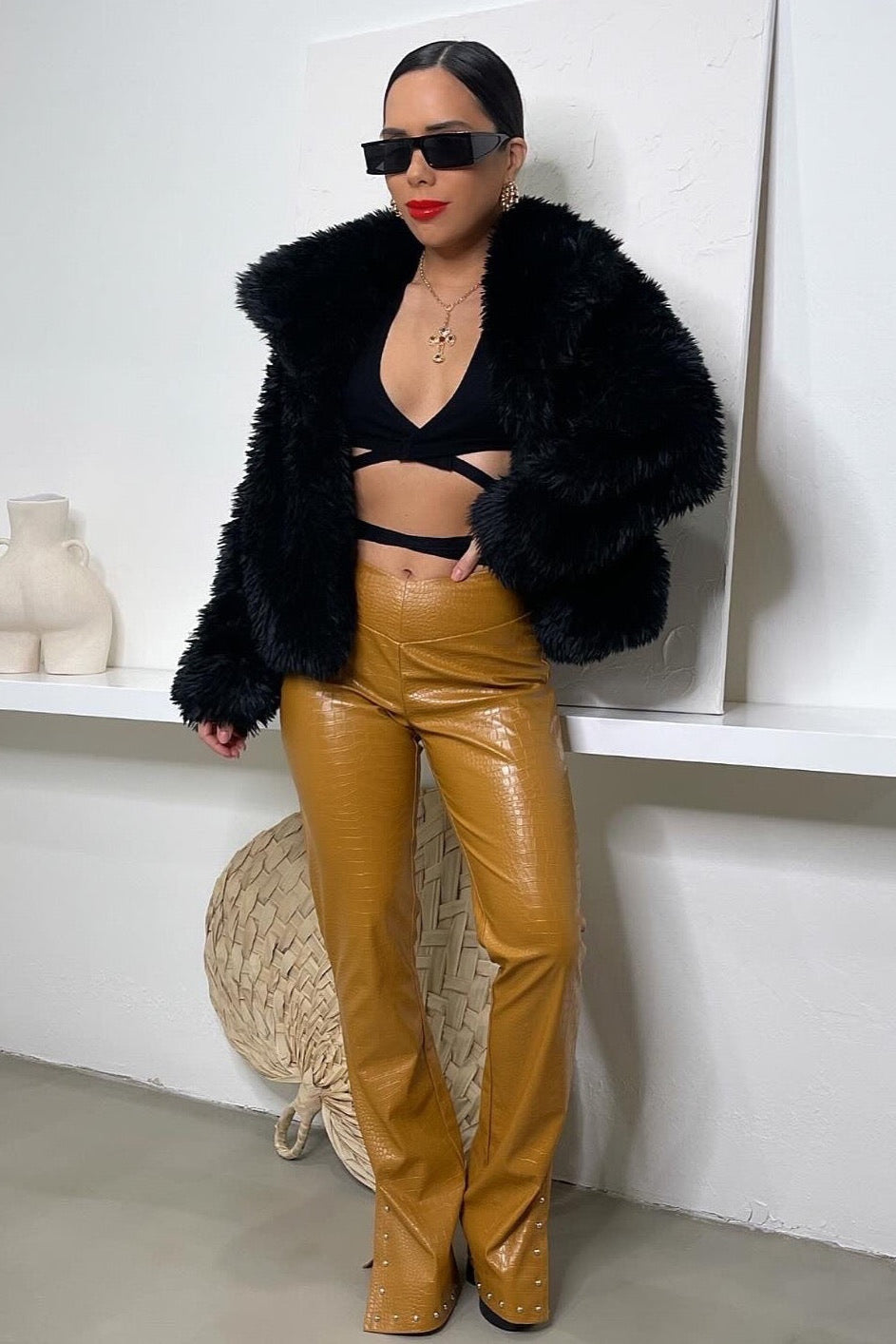 Cammie Faux Croc Pants - Trice Boutique