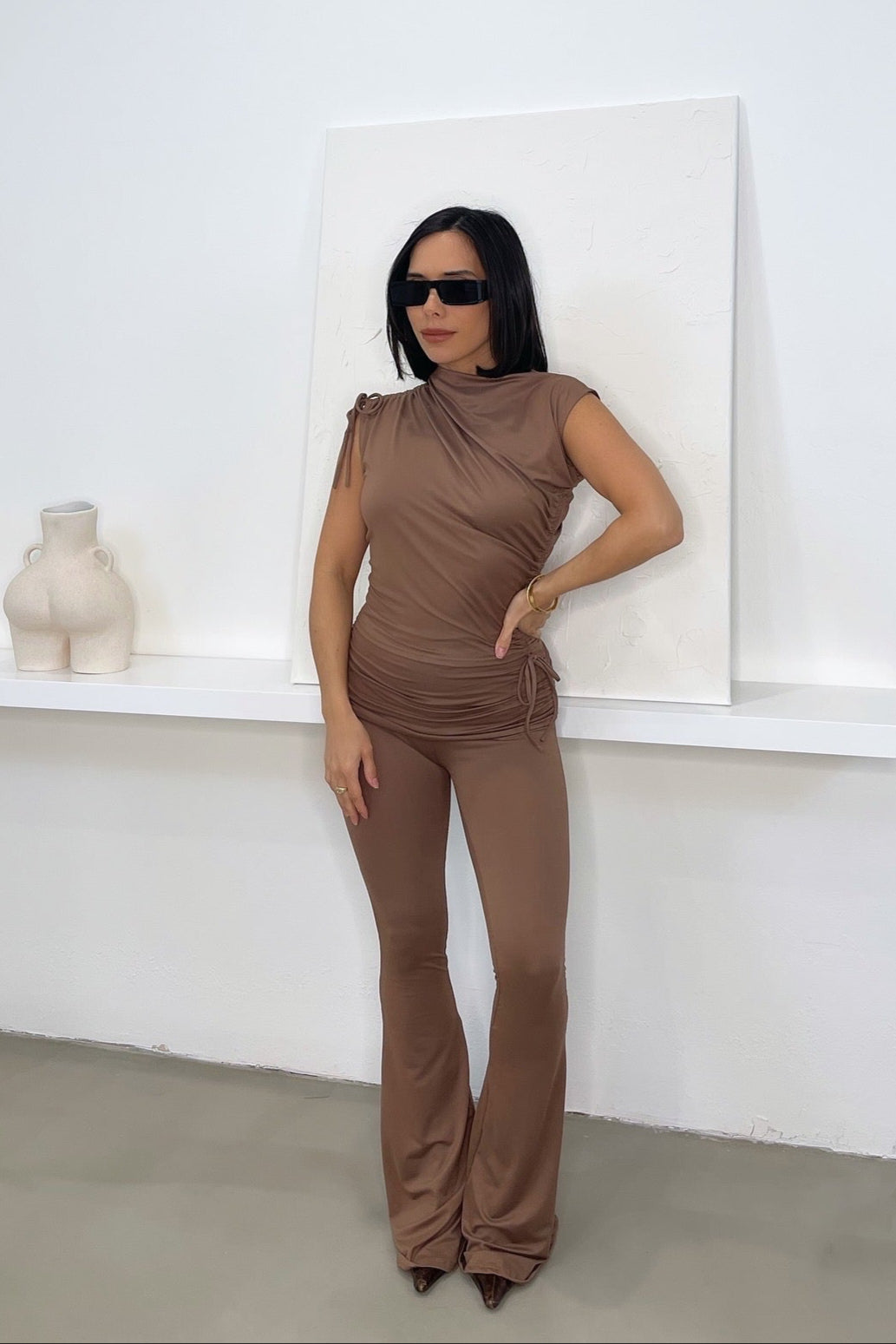 Minka Mock Neck Set— Mocha