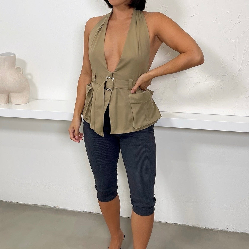 
                      
                        Talia Halter Top - Khaki
                      
                    