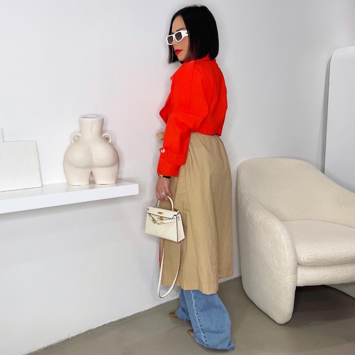 Colorblock Trench Coat