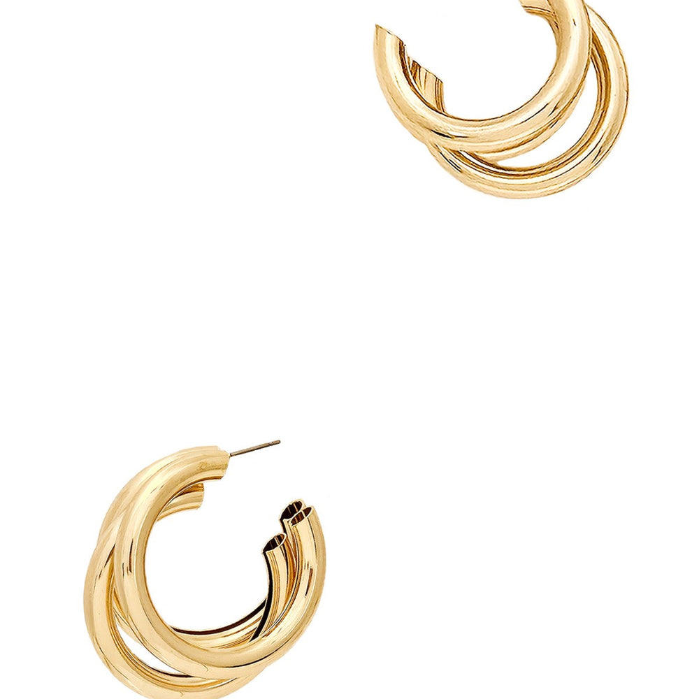 Small Triple Huggie Earrings - Gold