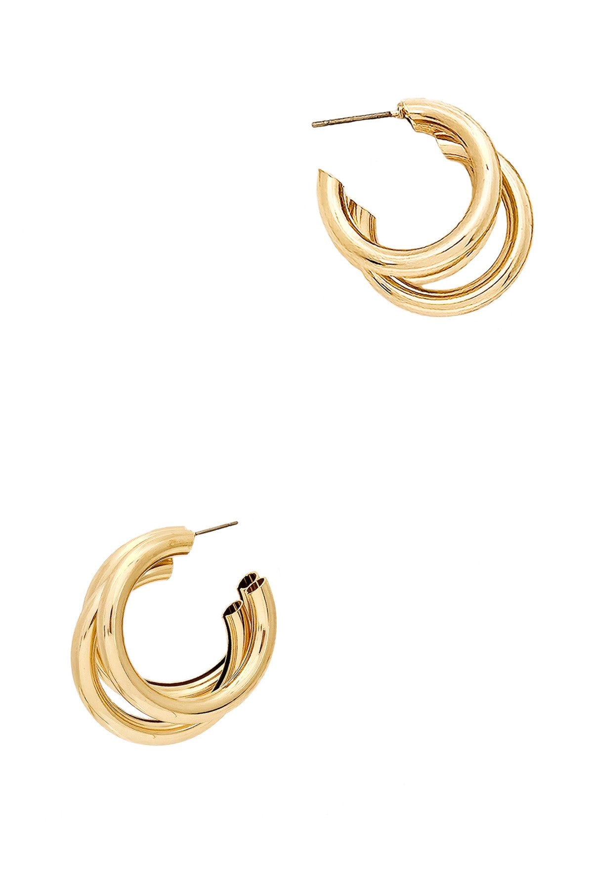 Small Triple Huggie Earrings - Gold