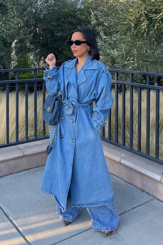 Denim Trench Coat - Denim